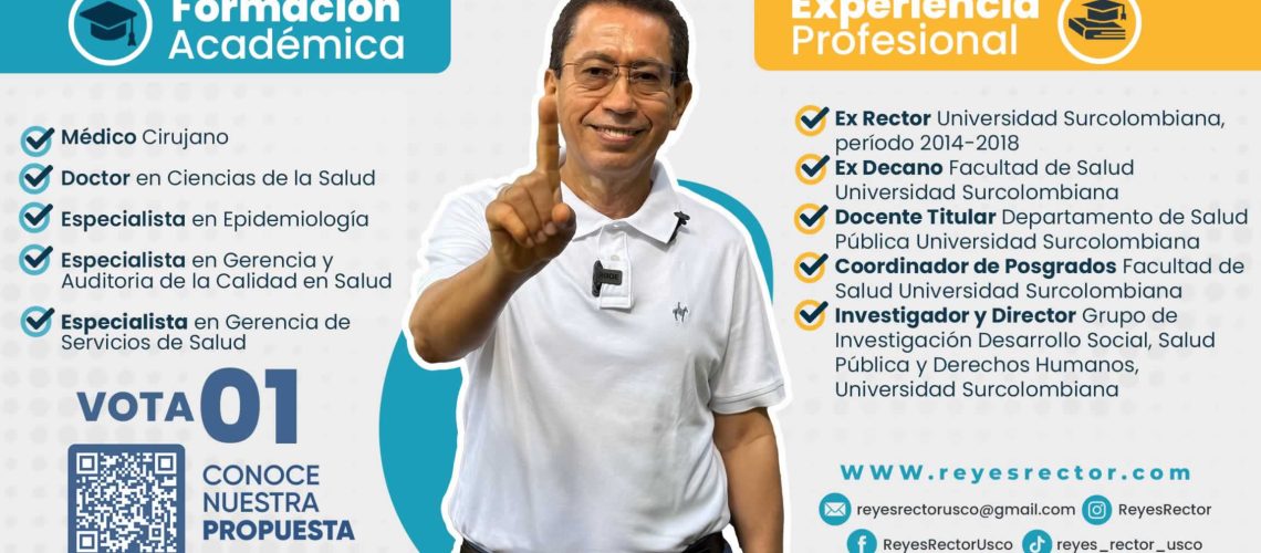 El candidato Pedro Reyes Gaspar propone una visión integral para transformar la Universidad Surcolombiana