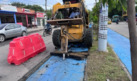 Tras solicitud de garantía de obra de ciclovía en Neiva, contratista repara afectaciones
