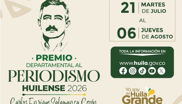 Gobernación del Huila abre convocatoria Premio al Periodismo Huilense Carlos Enrique Salamanca Cerón 2026 1